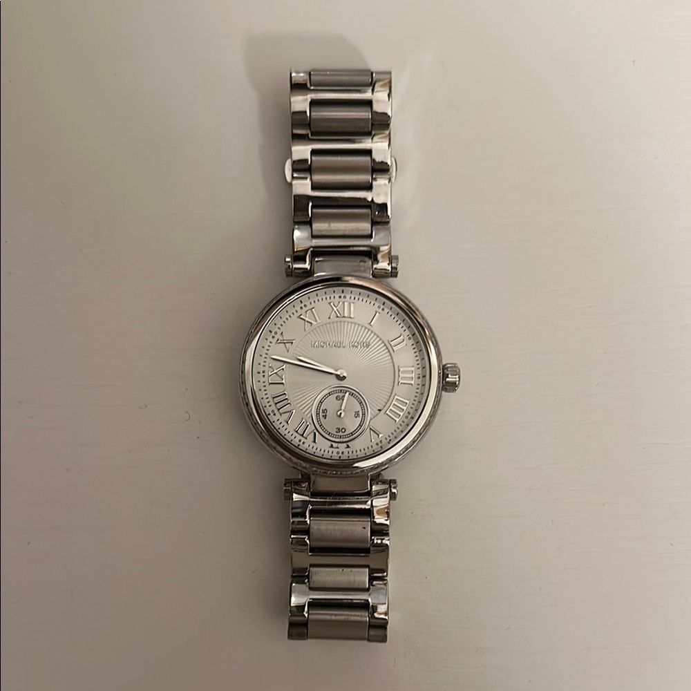 Michael Kors Silver Watch with Minimalist Design
